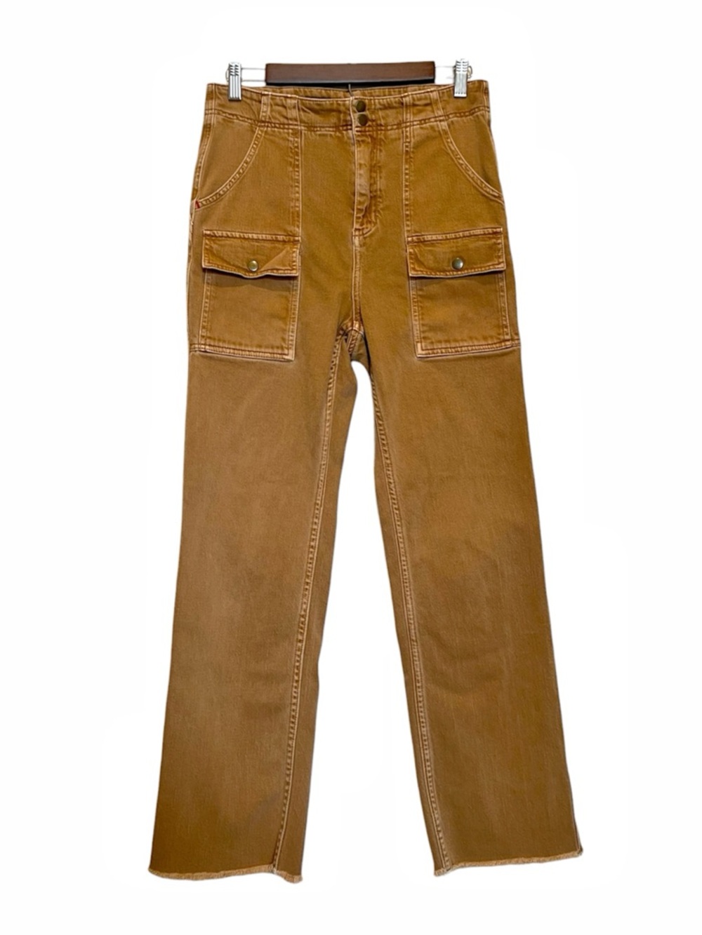 Pilcro Jeans Straight Raw Hem Size 28 Front Back Pockets Brown Orange OB1298312